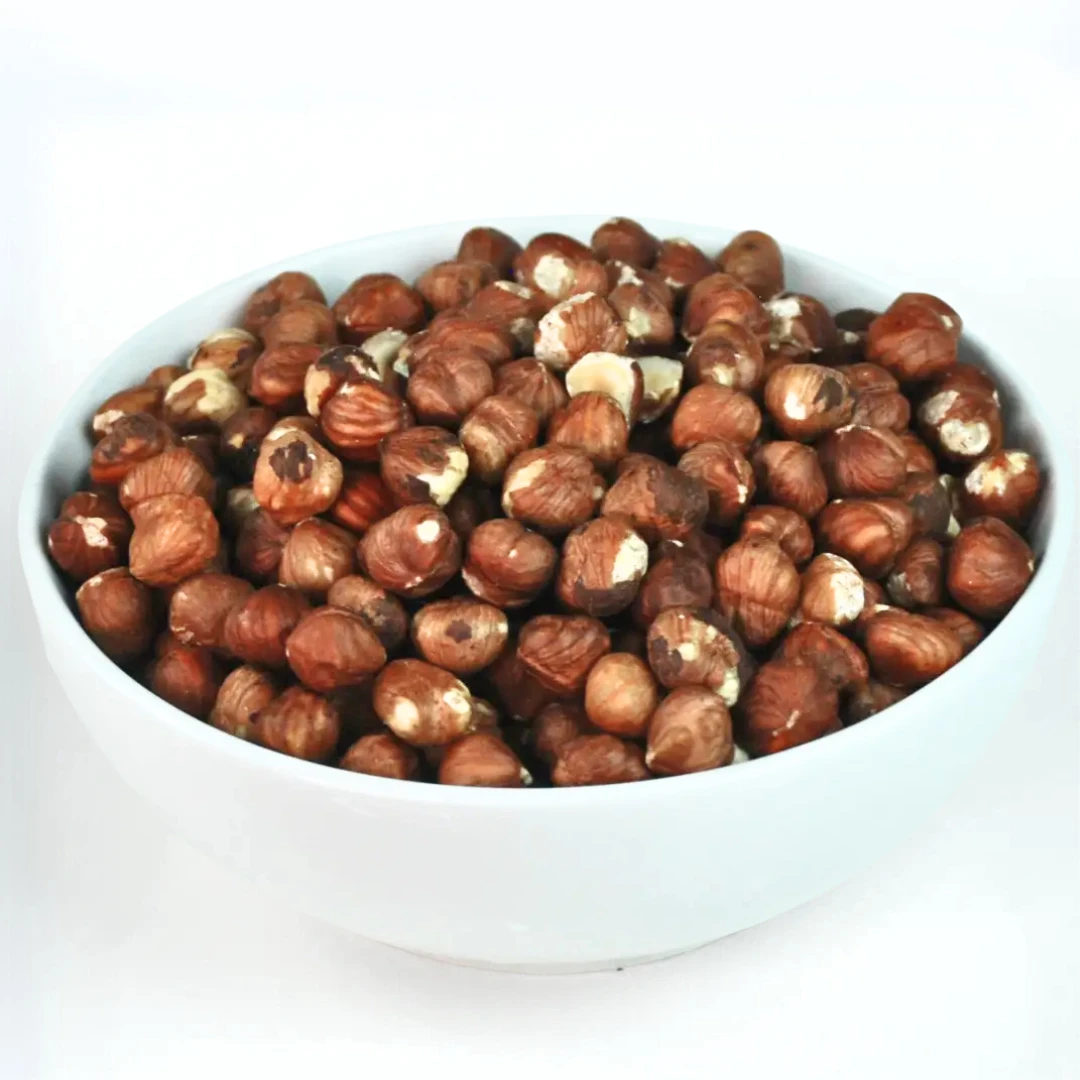 What is the dietary fiber content of the hazelnut skin?